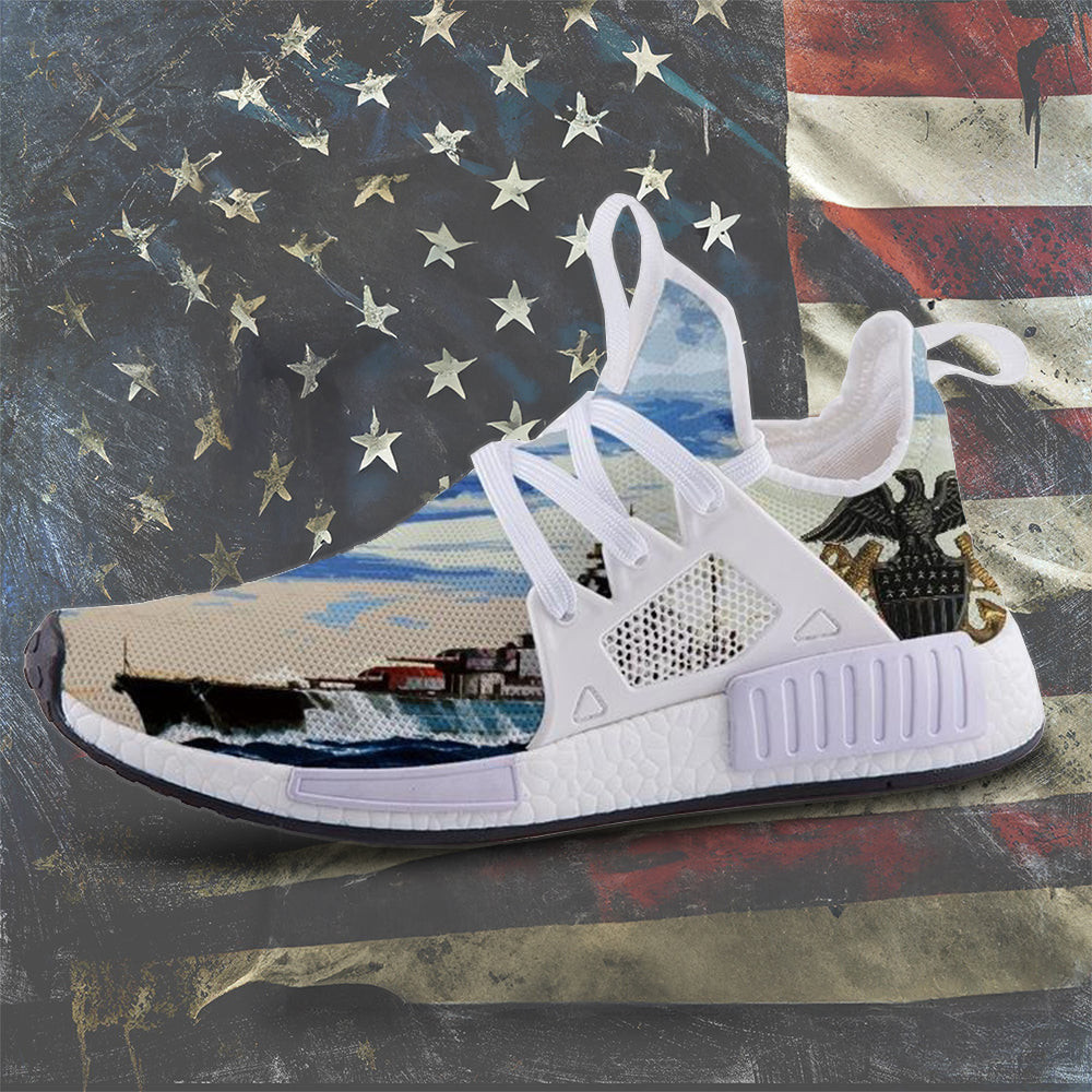 US Navy Battleship Shoes Proud Military Veteran USN Sneakers Gifts For Navy -WearandDecor