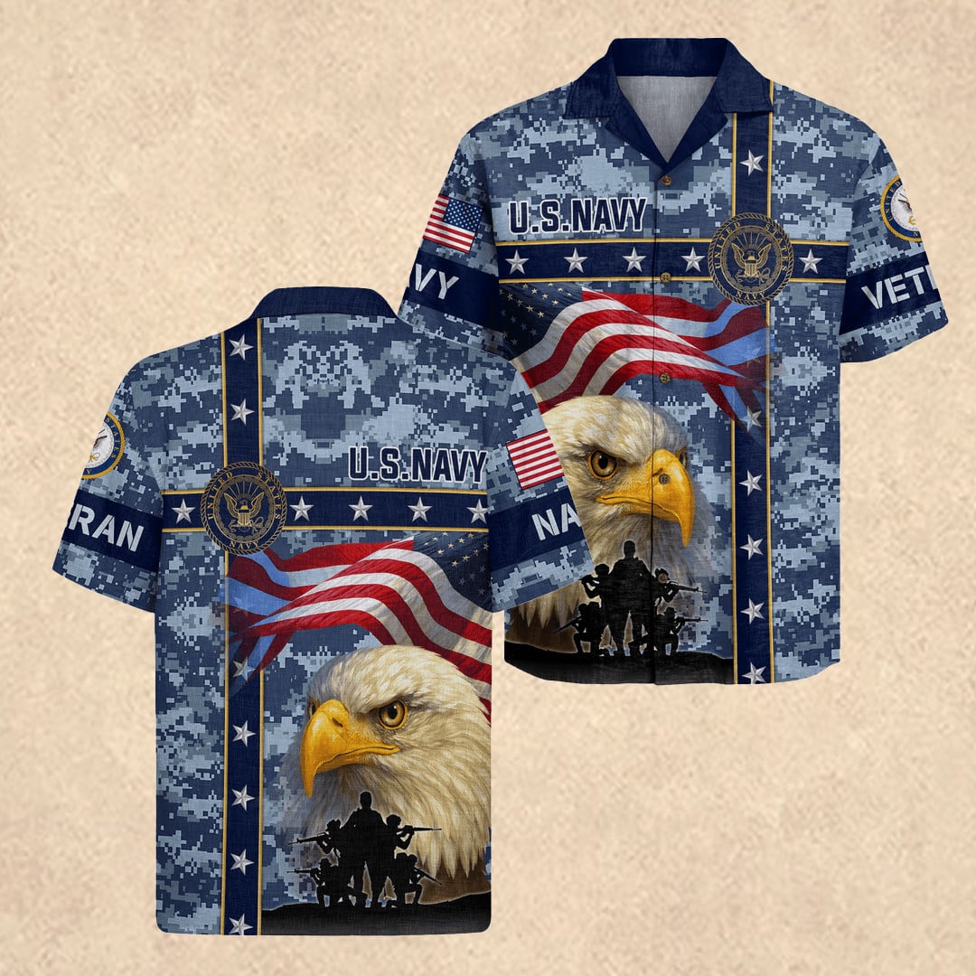 US Navy Eagle Hawaiian Shirt 250th Anniversary Clothes Best Gift for Father In Law