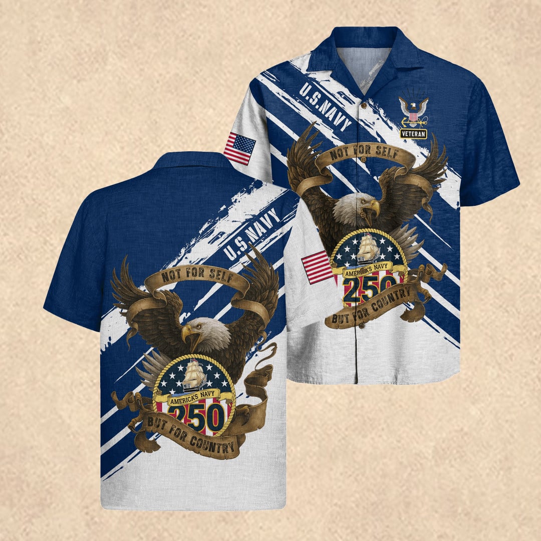 US Navy Eagle Hawaiian Shirt 250th Anniversary Clothes Proud America's Navy Gift