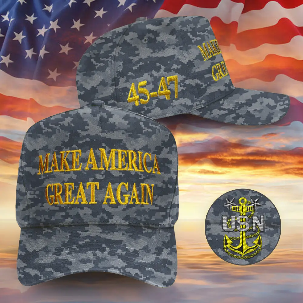 US Navy MAGA Hat I Stand With Trump Embroidered Camo Hat Donald Trump 2024 Merch Headwear