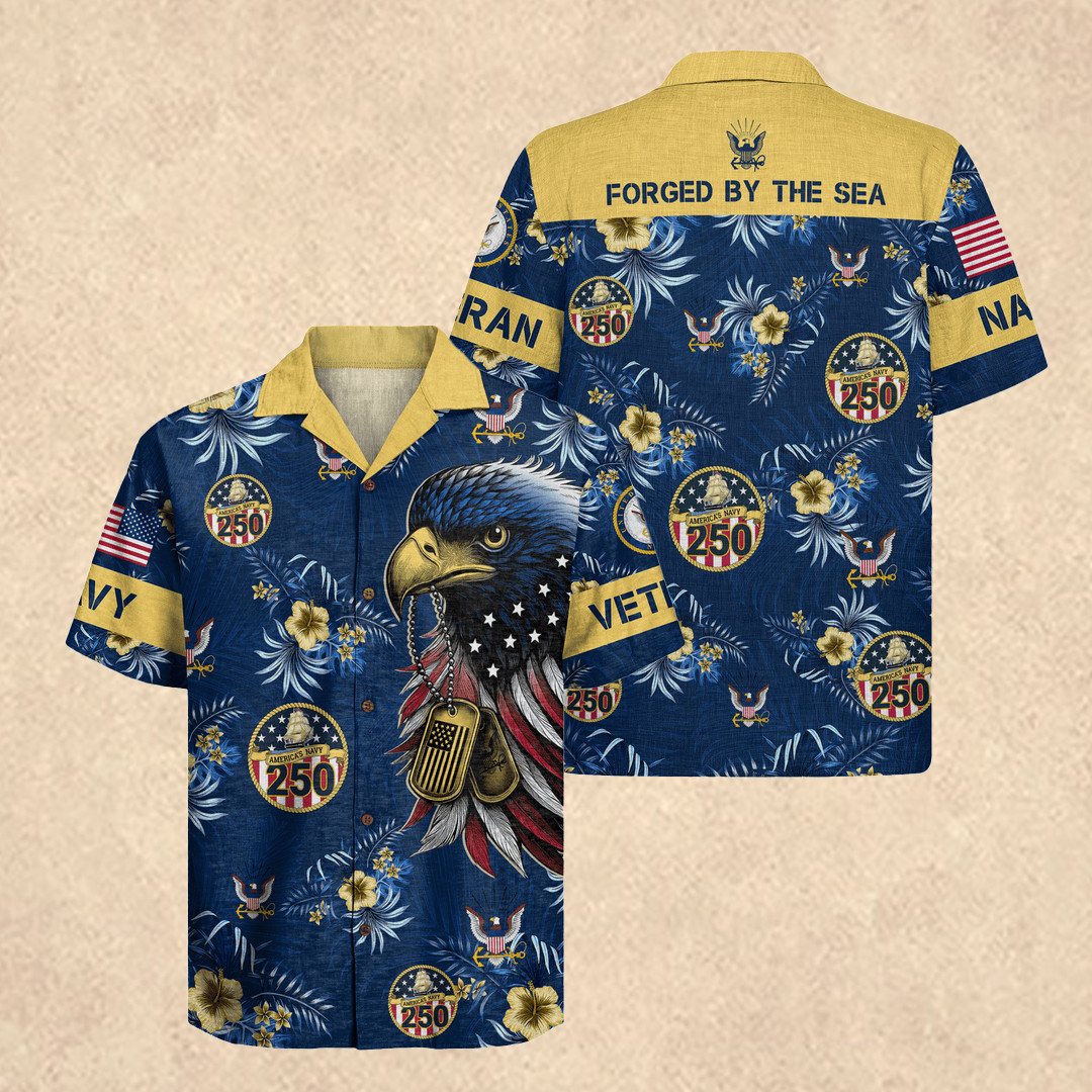 US Navy Merch Hawaiian Shirt USA 250th Anniversary Apparel Proud US Navy Gift on Father's Day