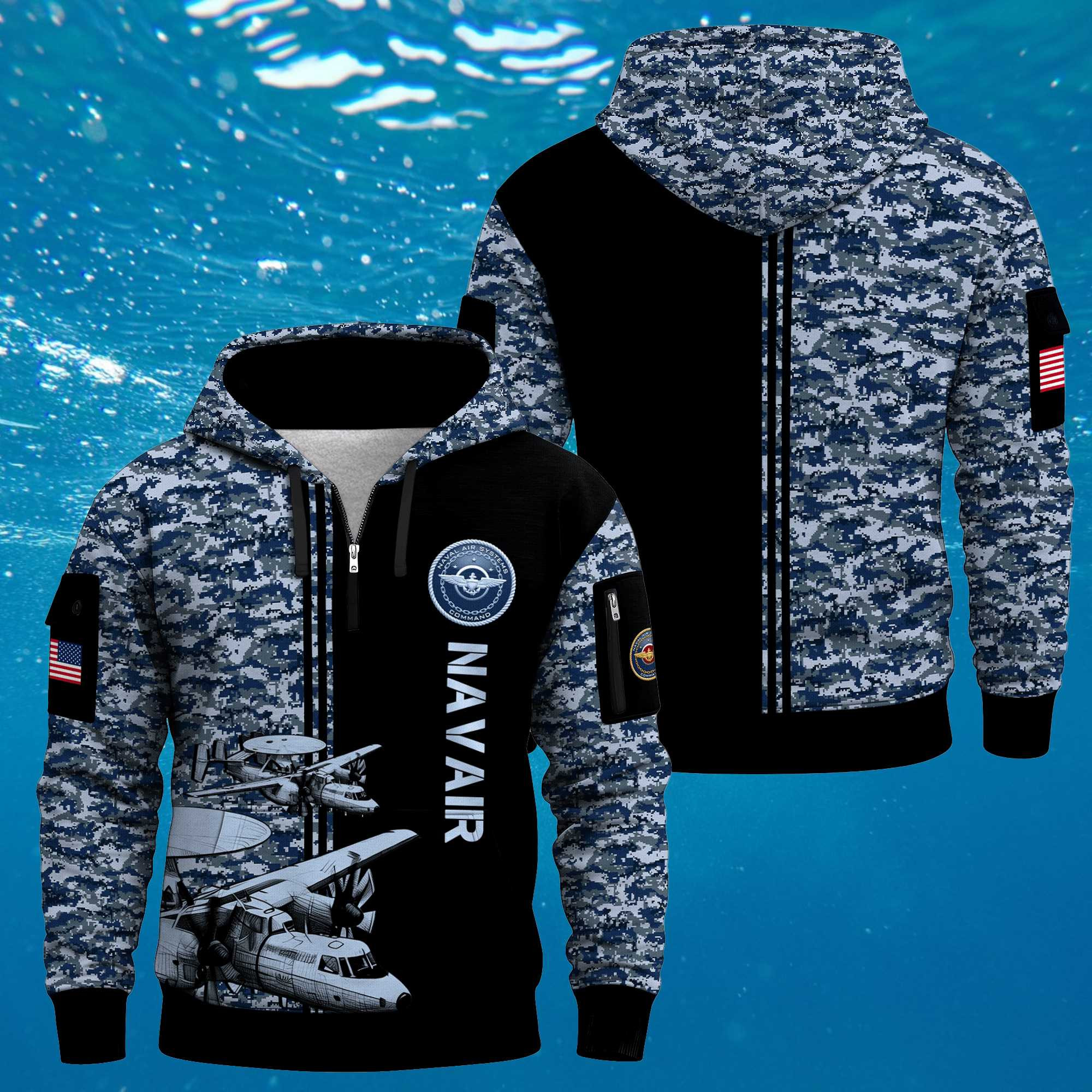US Navy Navair 250th Years Quarter Zip Hoodie Patriotic Flight Hoodie Army Veteran Gifts