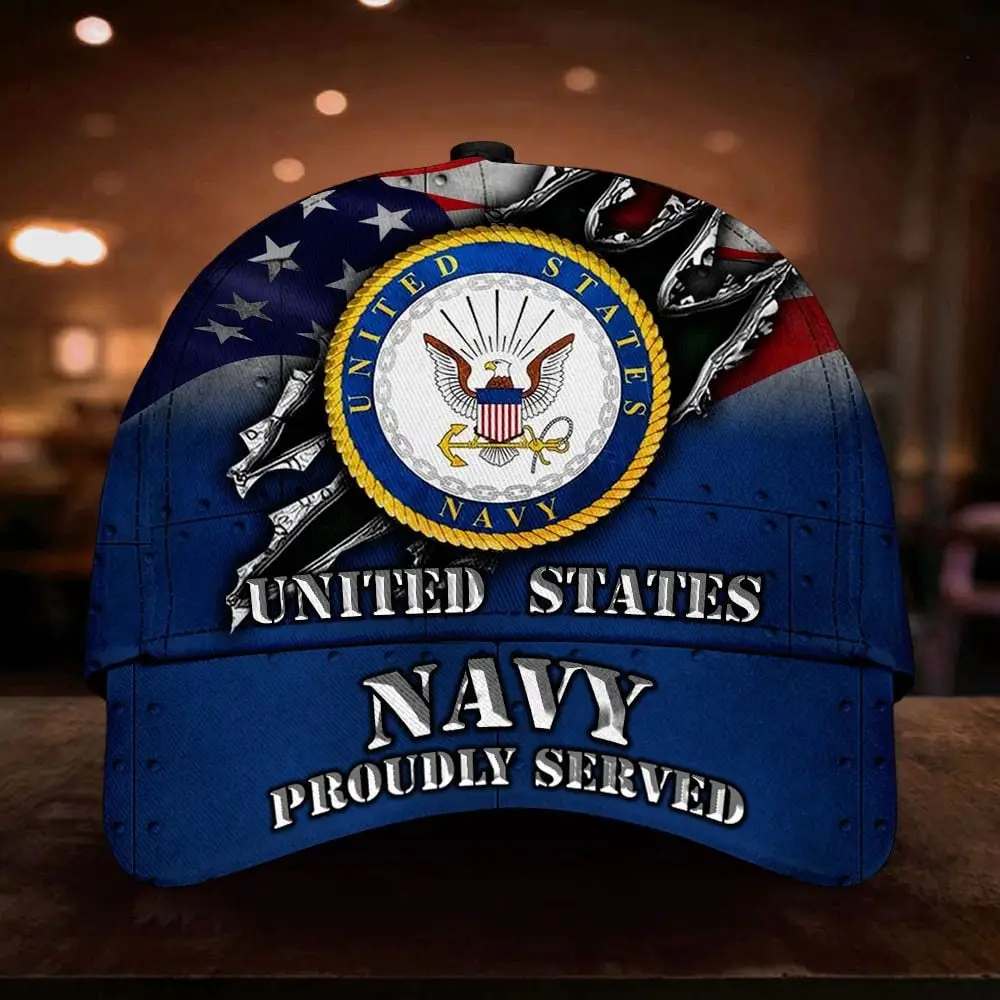 US Navy Proud Served Cap Logo Honor Navy Veteran Retirement Gift Independence Day