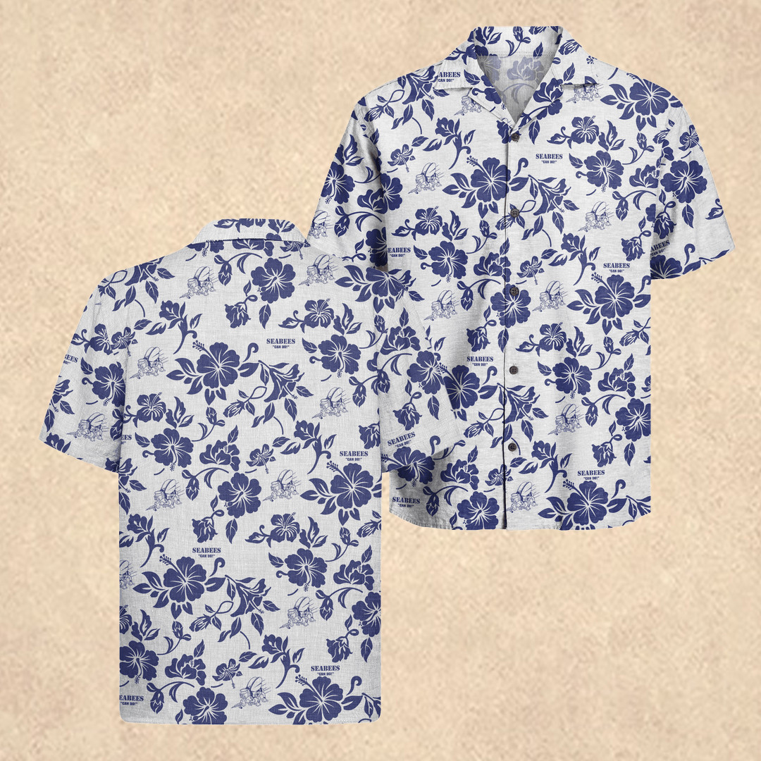 US Navy Seabees 250th Anniversary Hawaiian Shirt 4th of July Gear Gift for Grandpa