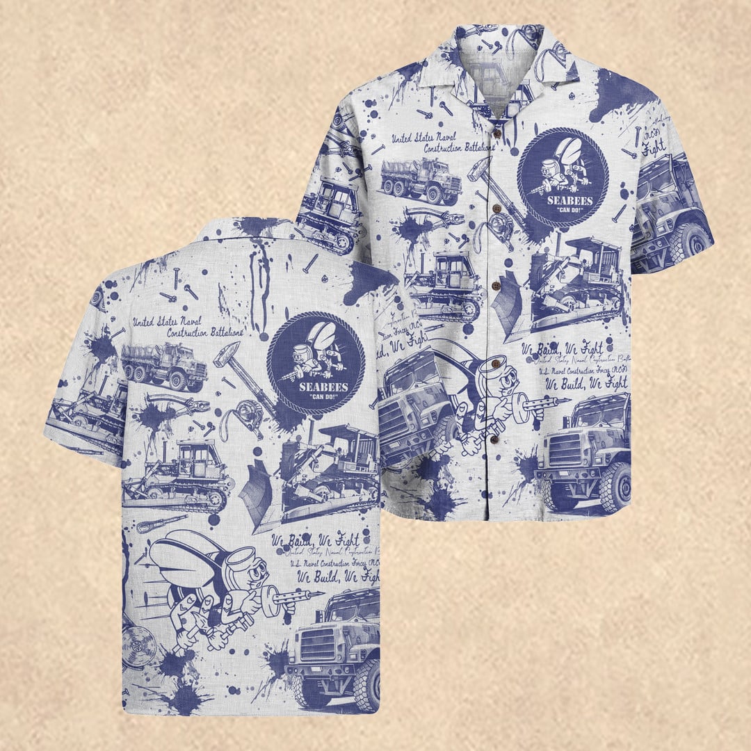 US Navy Seabees 250th Years Of Service Hawaiian Shirt Independence Day Gift for Grandpa