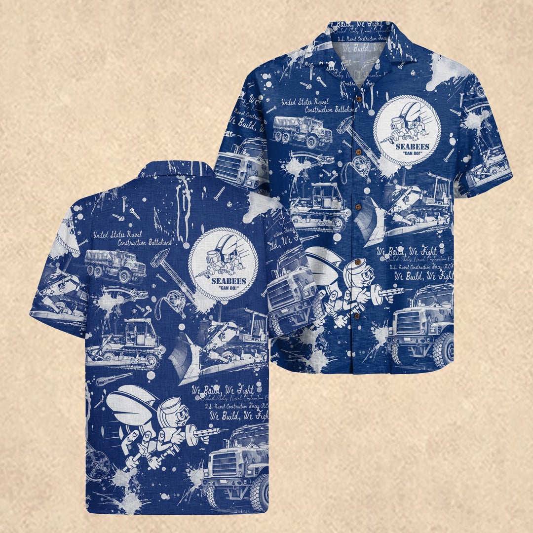 US Navy Seabees Hawaiian Shirt 250th Anniversary 1776 2026 Clothes Father's Day Gift