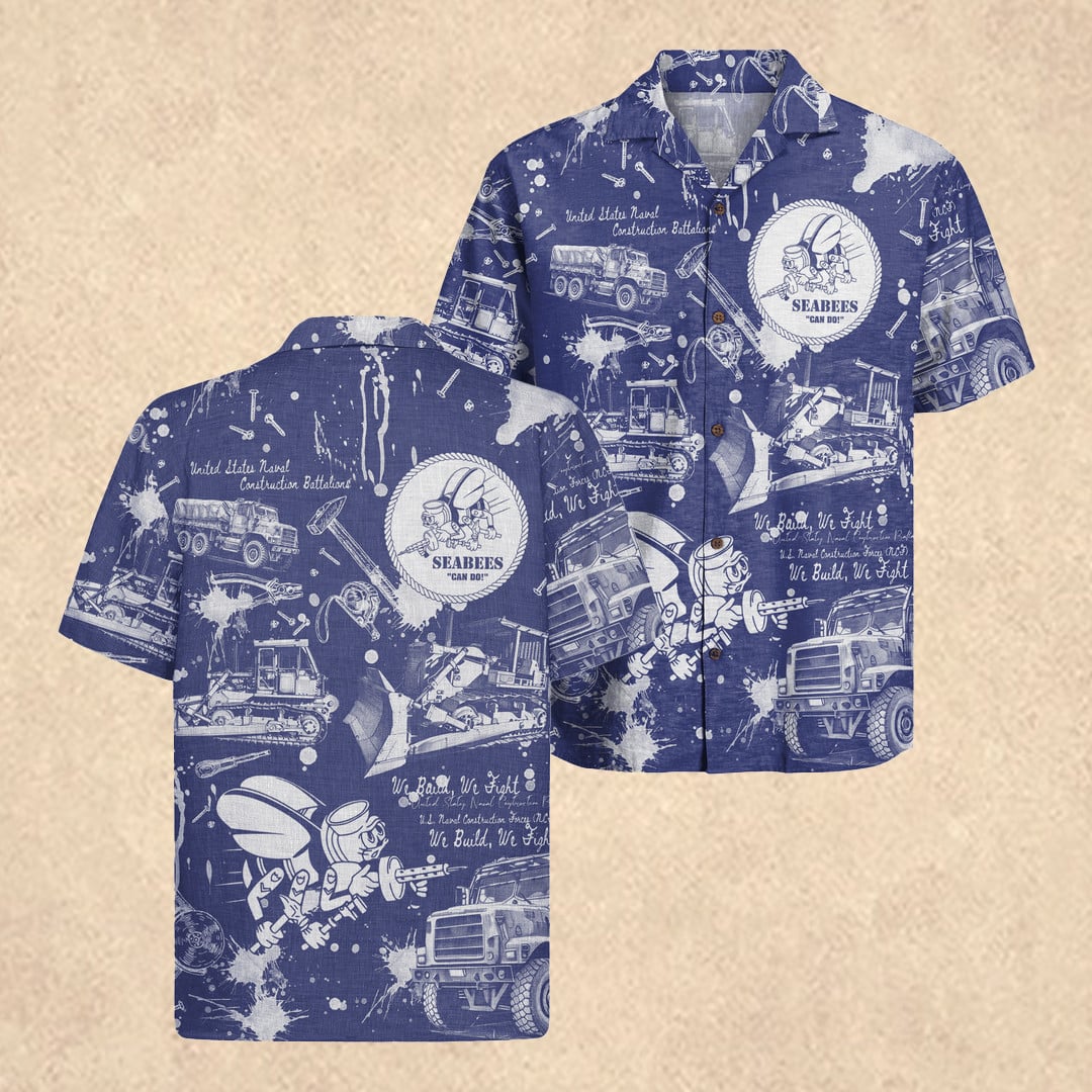 US Navy Seabees Hawaiian Shirt 250th Anniversary Merch 4th of July Patriotic Gift