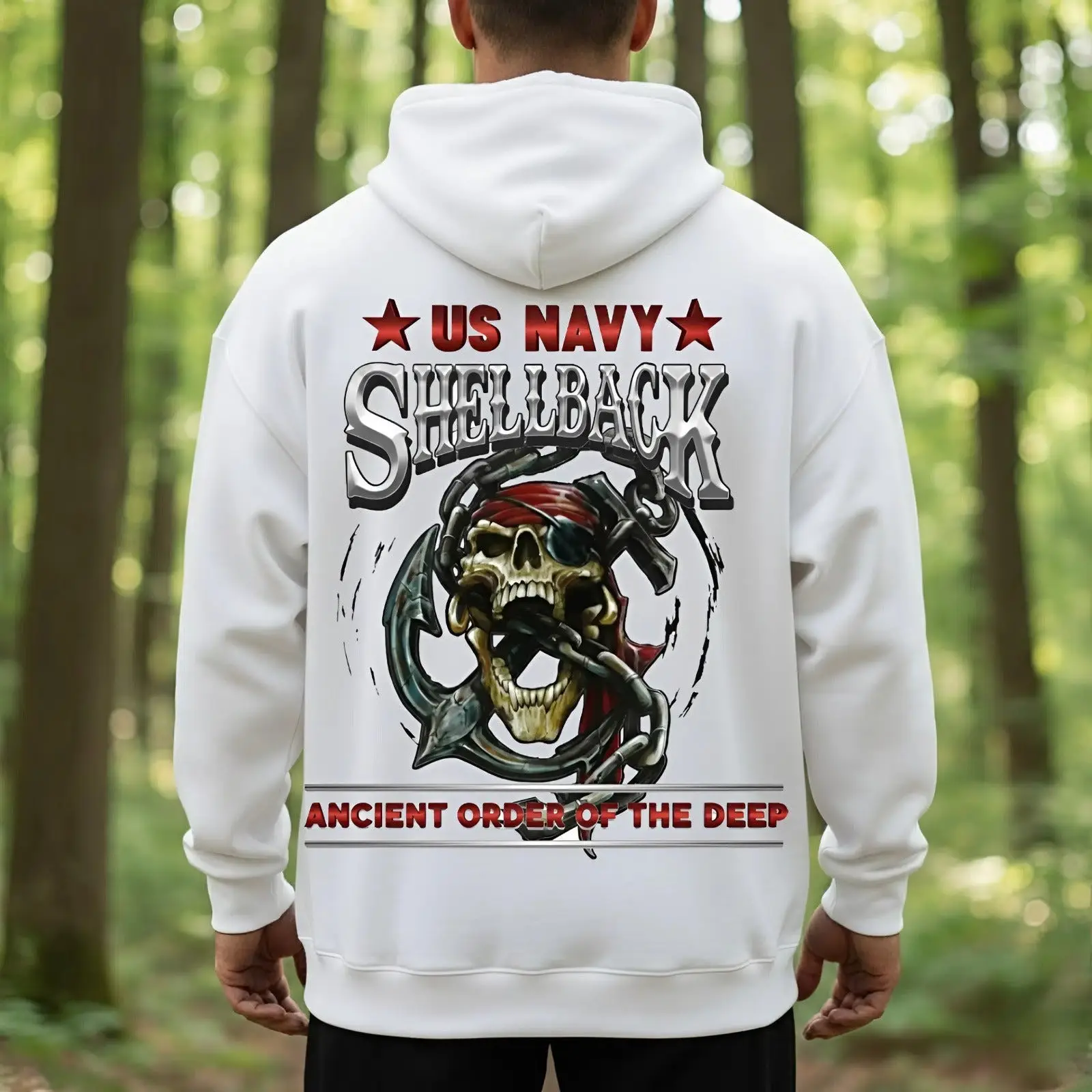 US Navy Shellback Veteran Hoodie Skull Anchor Ancient Order Of The Deep Merch Gifts For Veteran