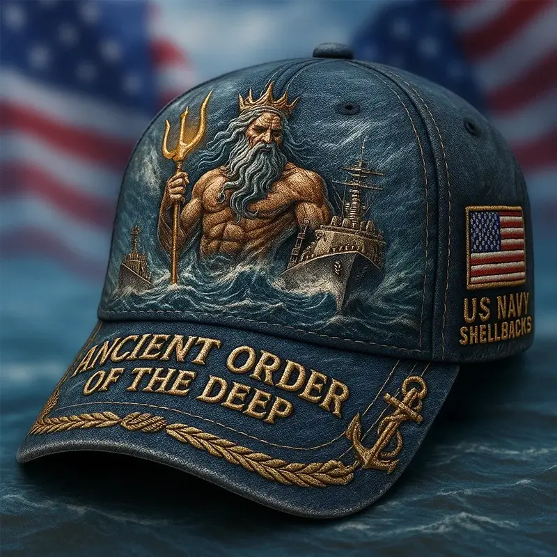 US Navy Shellbacks Hat Ancient Order Of The Deep USA Flag Military Cap Gifts For Patriots