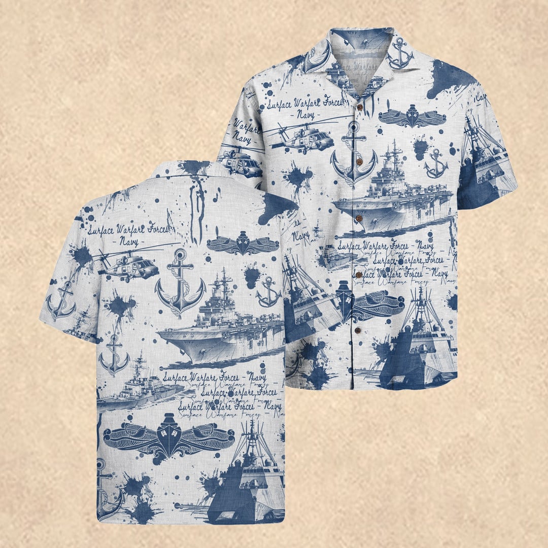 US Navy Surface Warfare Forces 250th Hawaiian Shirt Father's Day Gift for Son In Law