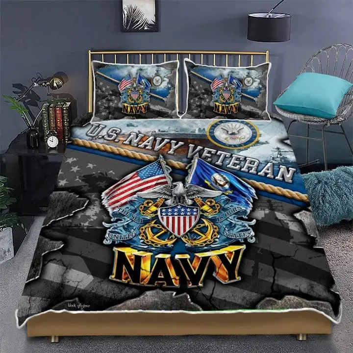US Navy Veteran Bedding Set Duvet Cover Bedspread Veterans Day Gifts For Employees US Navy Veteran Bedding Set Duvet Cover Bedspread Veterans Day Gifts For Employees - Image 1