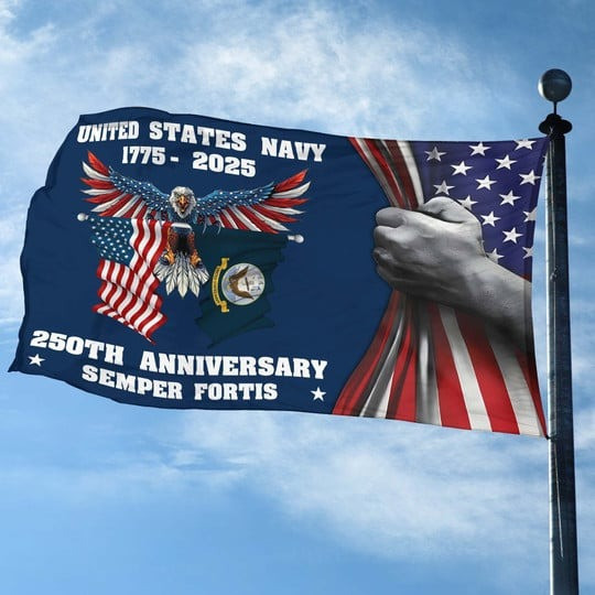 US Navy Veteran Flag 250th Anniversary Semper Fortis Home Decor Military Patriotic Gifts US Navy Veteran Flag 250th Anniversary Semper Fortis Home Decor Military Patriotic Gifts - Image 1