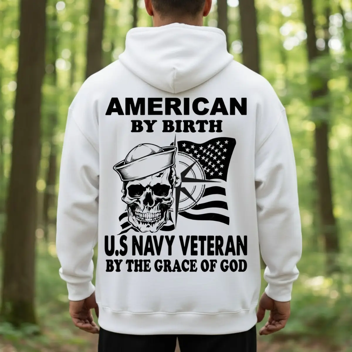 US Navy Veteran Hoodie American By Birth Skull Sailor With Flag Proud Military Apparel Gifts US Navy Veteran Hoodie American By Birth Skull Sailor With Flag Proud Military Apparel Gifts - Image 1