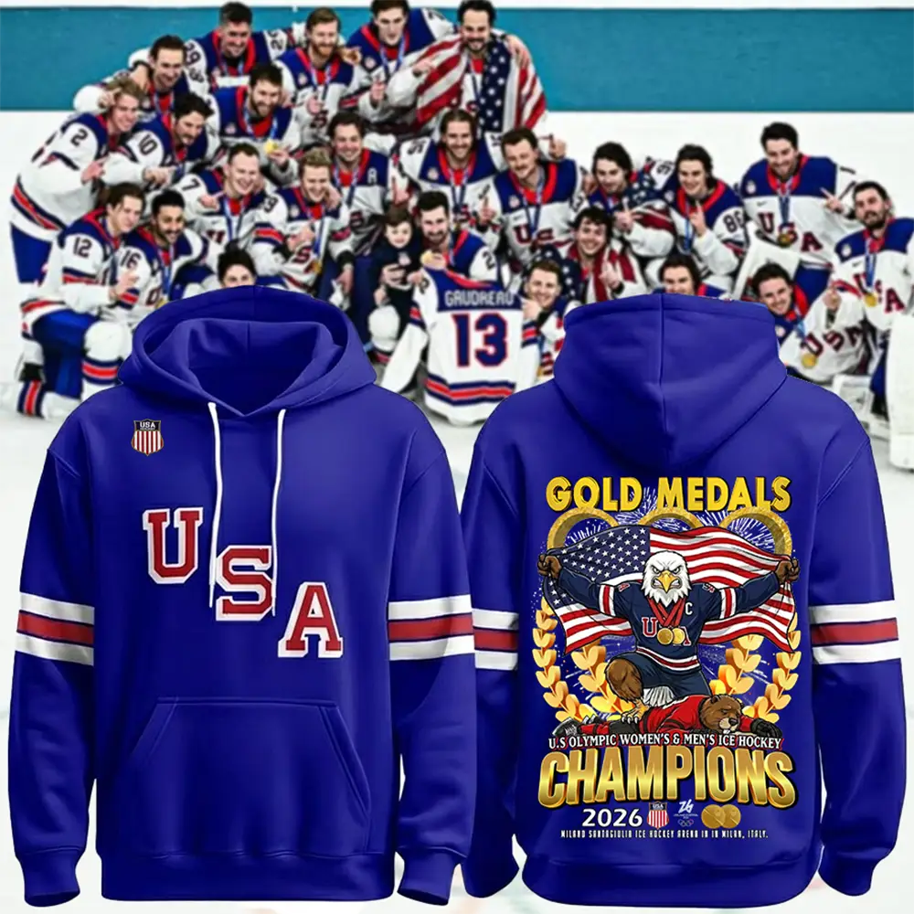 US Olympic Women's And Men's Ice Hockey Hoodie USA Hockey Gold Medal Merch Winter Olympic Gift US Olympic Women's And Men's Ice Hockey Hoodie USA Hockey Gold Medal Merch Winter Olympic Gift - Image 1