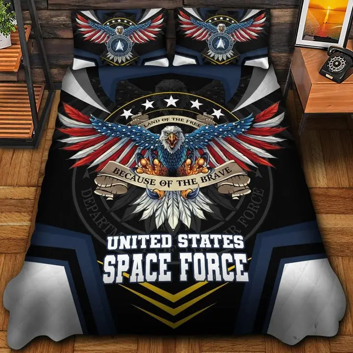 US Space Force Veteran Quilted Bedding Set Duvet Cover Bedspread Gifts For Her US Space Force Veteran Quilted Bedding Set Duvet Cover Bedspread Gifts For Her - Image 1