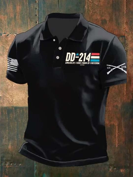 US Veteran 250th Anniversary Polo Shirt DD 214 America's True Form Of Freedom Apparel Merch