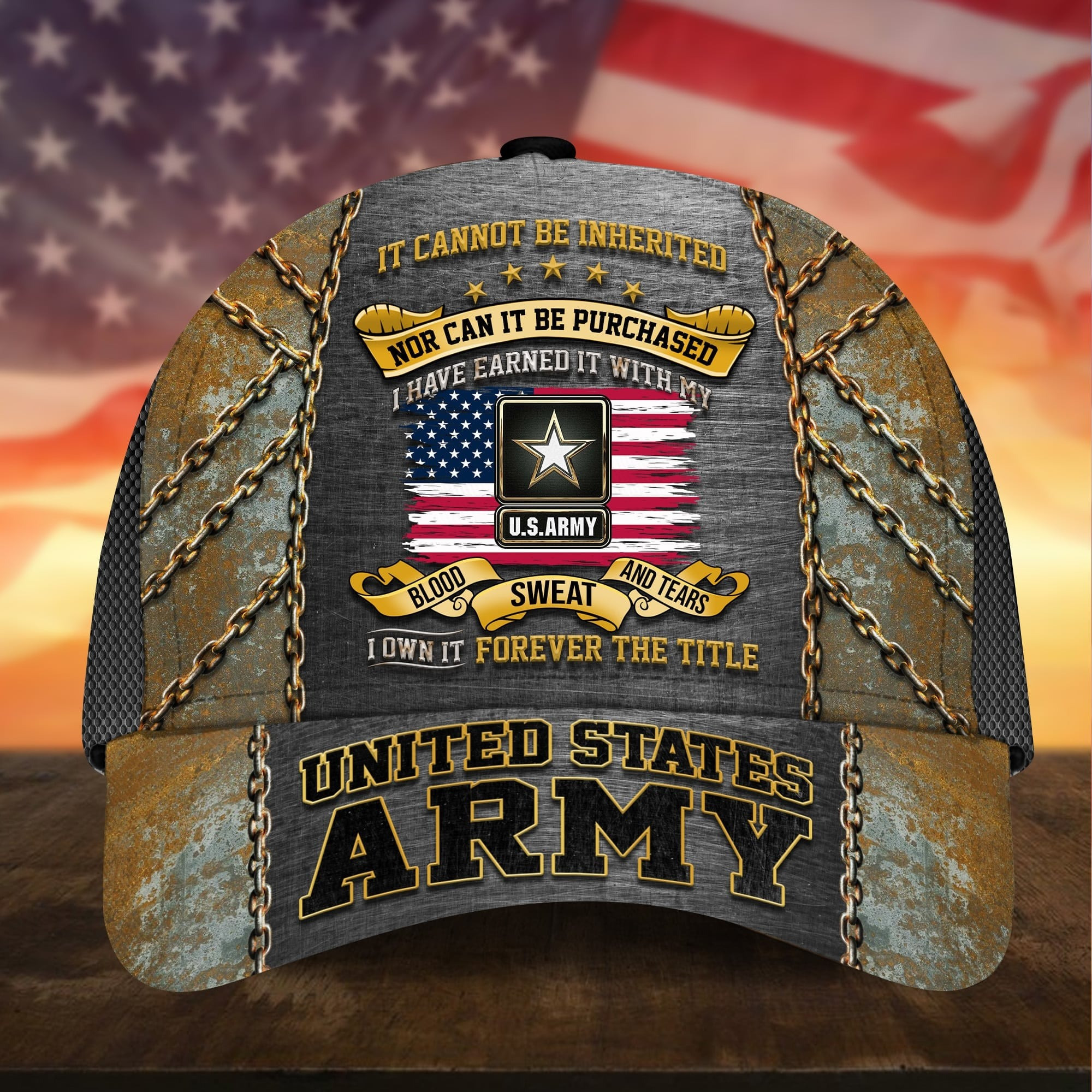 US Veteran Cap I Have Earned It With My Blood Sweat And Tears Hat Gift for Dad