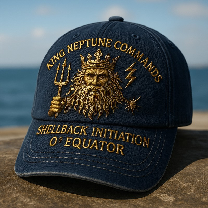 US Veteran Hat King Neptune Commands Shellback Initiation Military Cap Gifts For Patriots