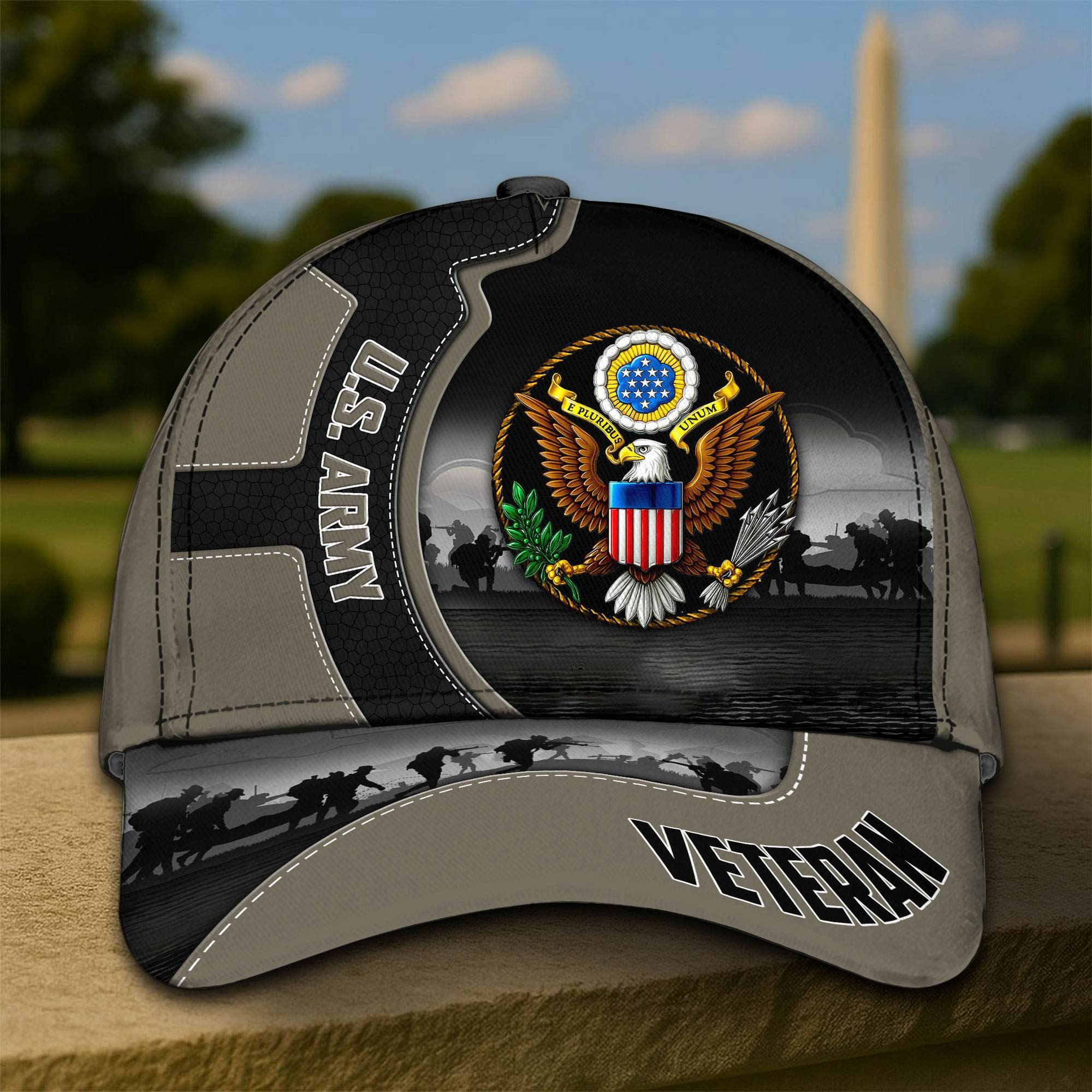 US Veterans Baseball Hats Bald Eagle American Flag Fourth of July Gift