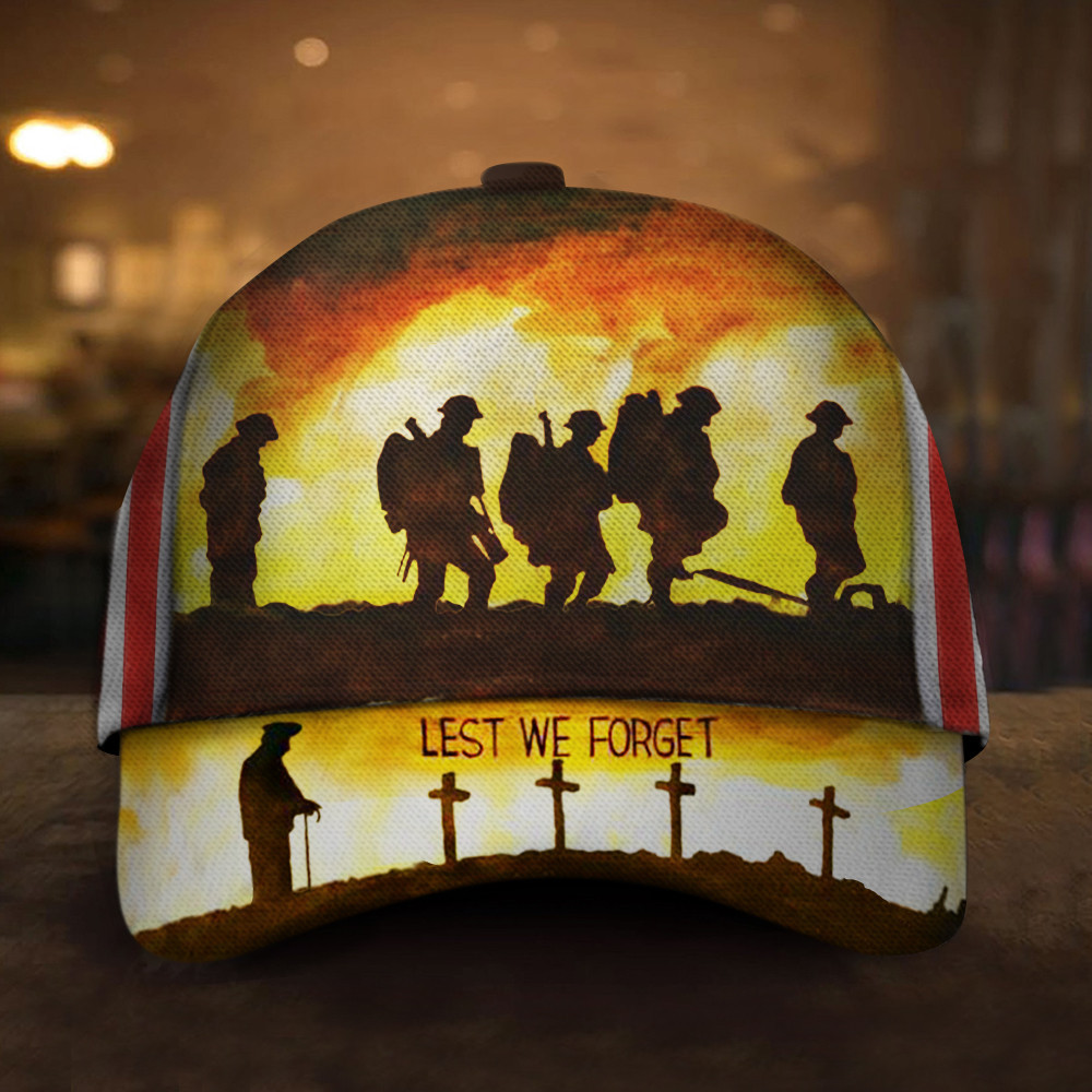 US Veterans Lest We Forget Hat Remembering Veterans Patriotic Merch For Men