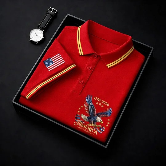 USA 1776 2026 Patriotic Eagle Polo Shirt 250th Anniversary Independence Day Shirt Gift For Him