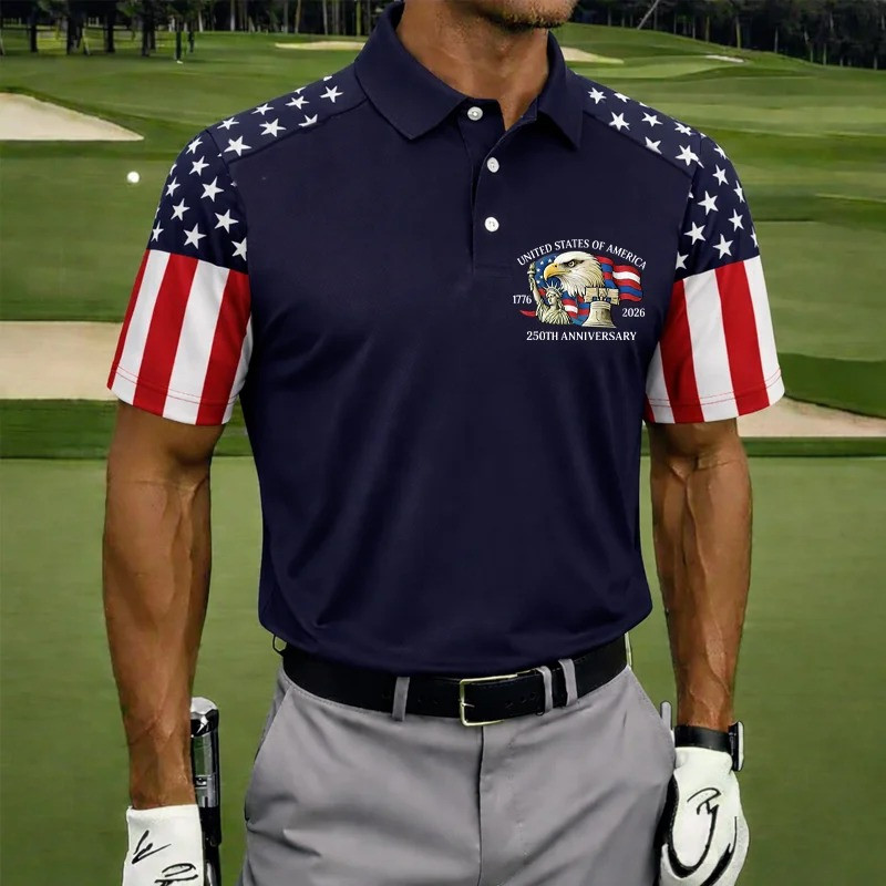 USA 1776 2026 United States Of America Polo Shirt 250th Anniversary Eagle Shirt Gift For Dad