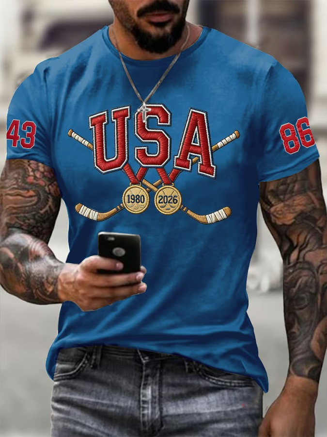 USA 2026 Gold Medal Ice Hockey T-Shirt Team USA Fan Jersey Best Gift For Hockey Fans