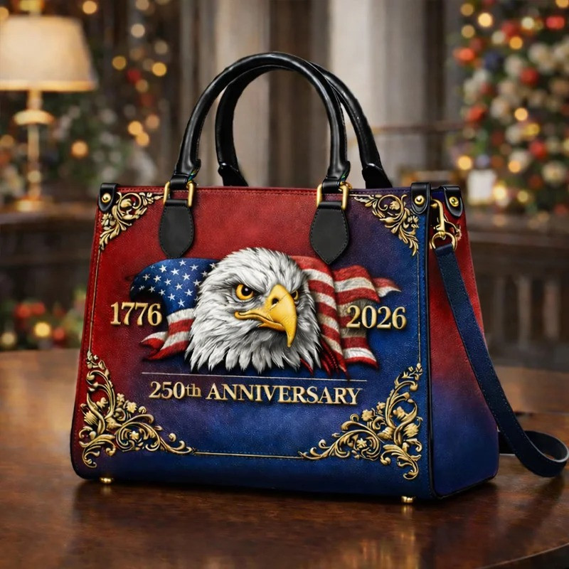 USA 250 Years Anniversary Eagle Leather Handbag Patriotic USA Flag 1776 2026 Bag Gift For Her