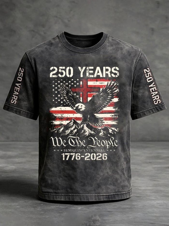USA 250 Years Anniversary Wash T-Shirt We The People 1776 2026 Clothing Gift For Dad