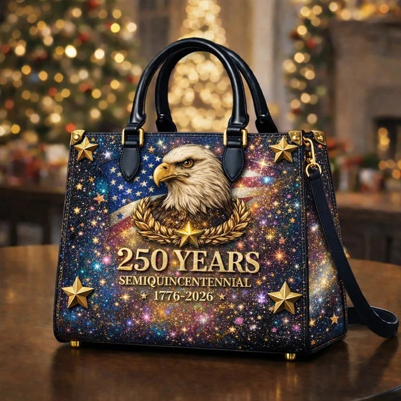 USA 250 Years Eagle Patriotic Leather Handbag American Flag Freedom Handbag Gift For Her