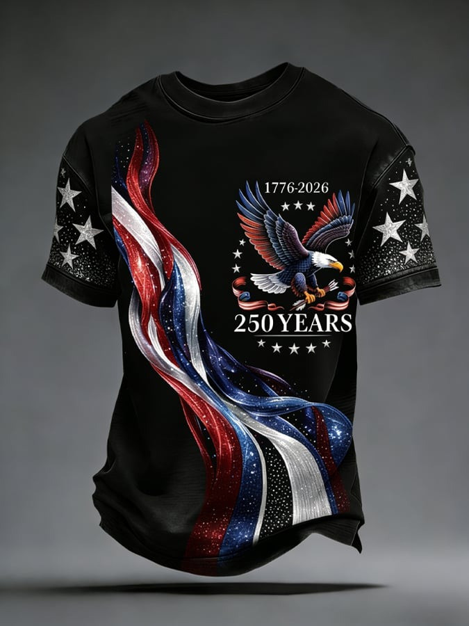 USA 250 Years Eagle Patriotic T-Shirt American Flag Vintage 1776 2026 Clothing Gift For Men