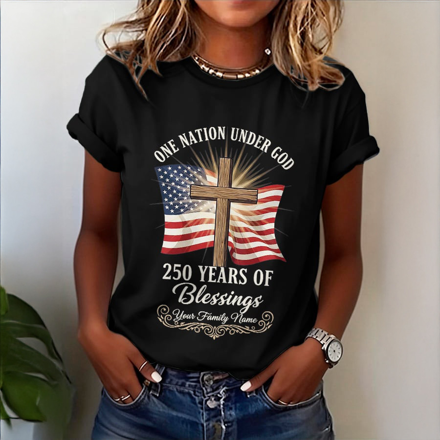 USA 250 Years Of Blessing One Nation Under God T-Shirt Independence Day 2026 Shirt