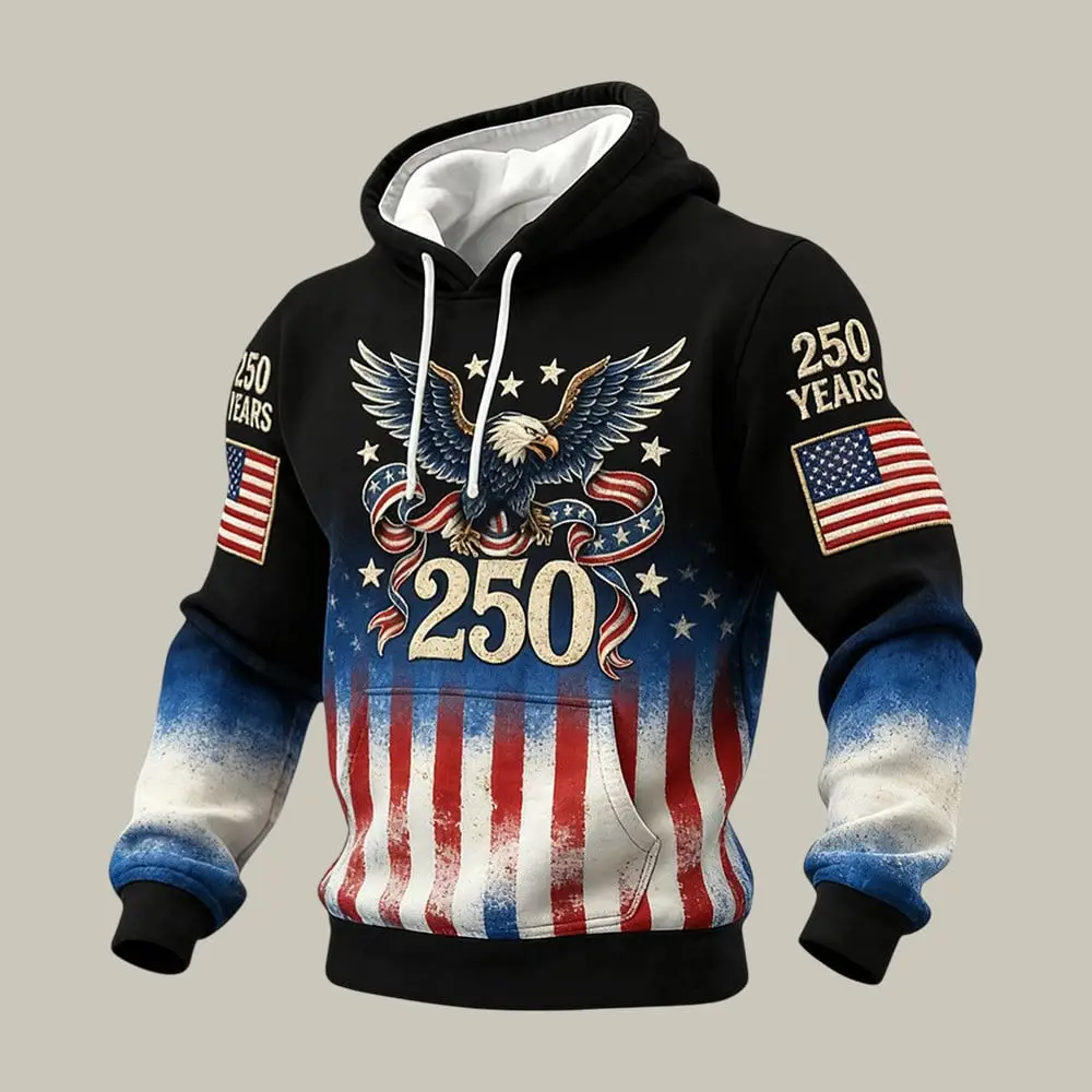 USA 250 Years Of Freedom 1776 2026 Patriotic Eagle Hoodie 4th Of July Attire Independence Day Gift