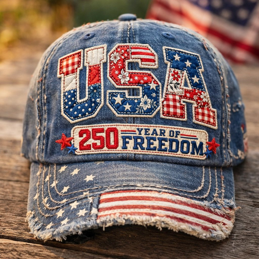 USA 250 Years Of Freedom Baseball Cap Independence Day Hat Gifts Ideas