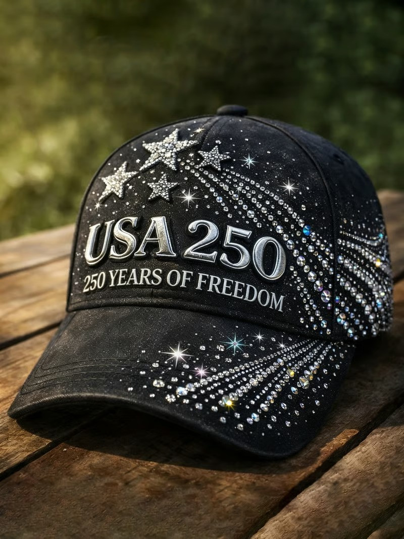 USA 250 Years Of Freedom Baseball Cap Star Patriotic Glam Hat Gift For Women USA 250 Years Of Freedom Baseball Cap Star Patriotic Glam Hat Gift For Women - Image 1