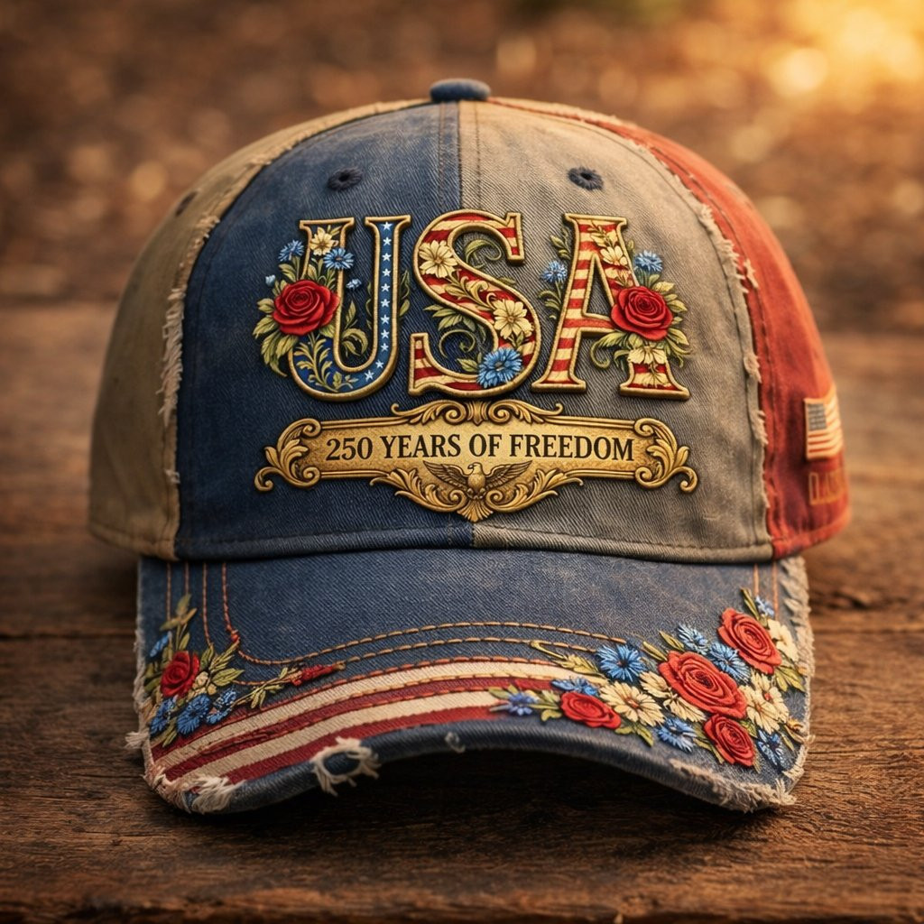 USA 250 Years Of Freedom Baseball Cap US Independence Merch Best Gift Ideas