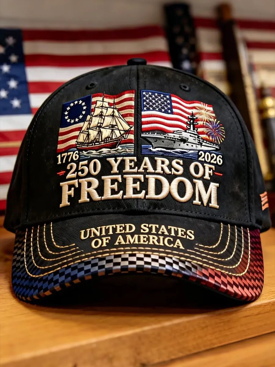 USA 250 Years Of Freedom Hat Ship & Warship Patriotic Baseball Cap Best Patriotic Gifts