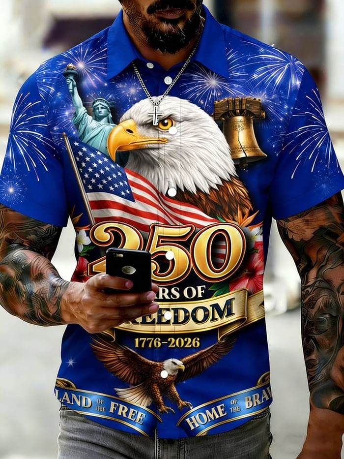 USA 250 Years of Freedom Hawaiian American Flag Eagle Clothing Gift For Patriots