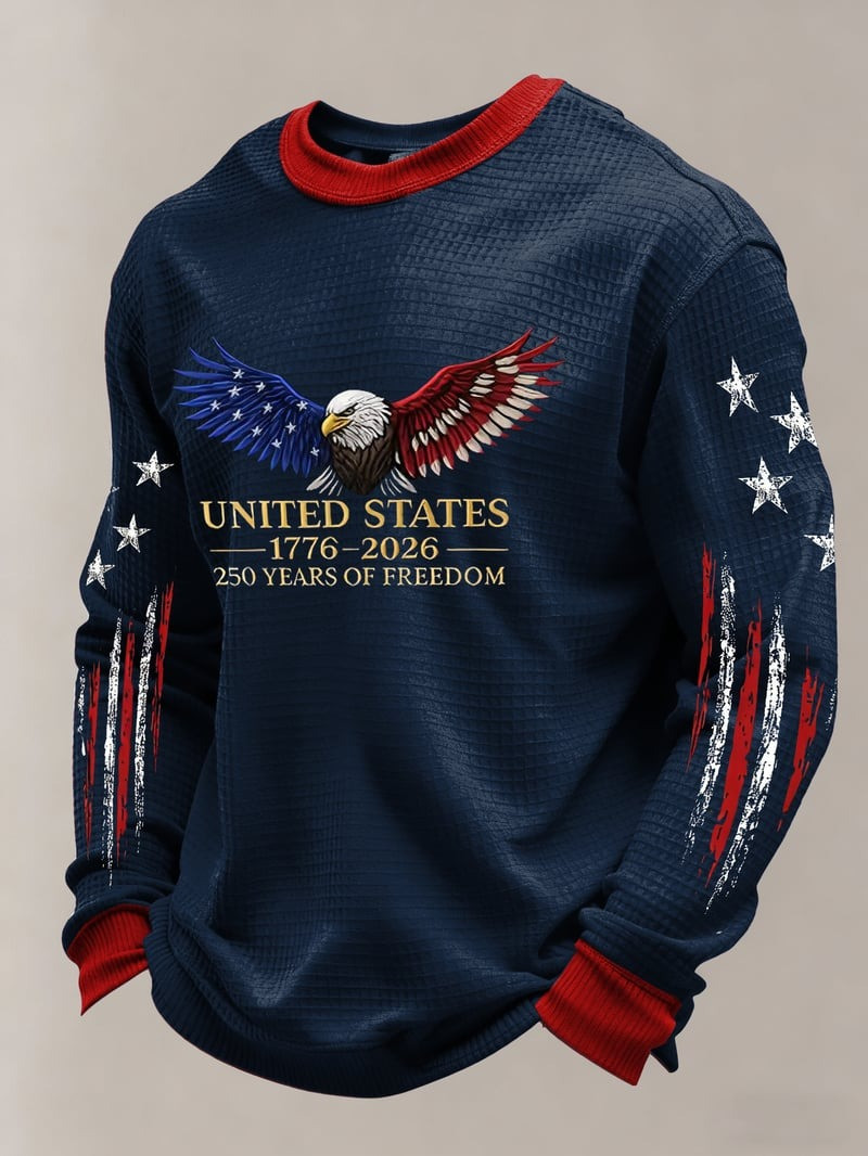 USA 250 Years Of Freedom Long Sleeve Shirt American Flag Eagle Apparel Gifts For Him