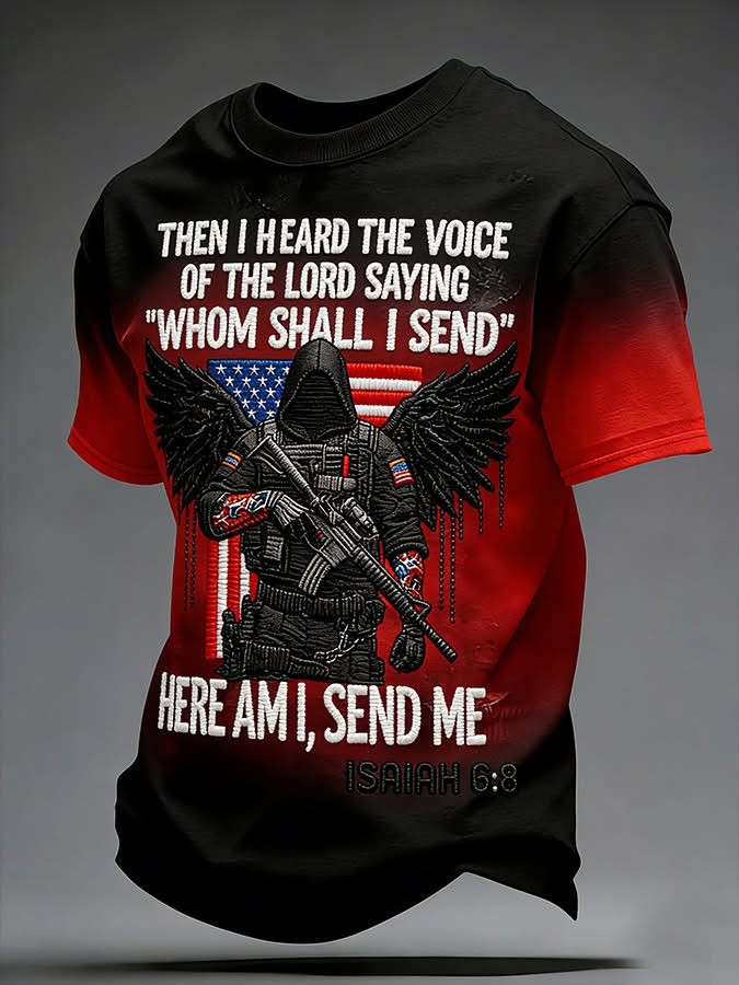 USA 250 Years Of Freedom Shirt Here Am I Send Me Isaiah Bible T-Shirt 4th Of July Gifts For Men