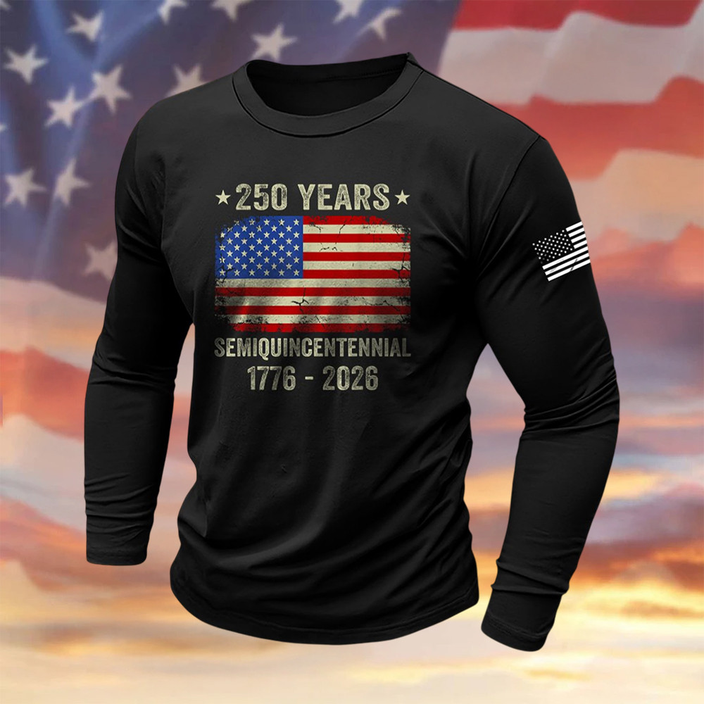 USA 250 Years Semiquincentennial 1776 2026 Long Sleeve Shirt 4Th Of July Outfits Patriotic Gift