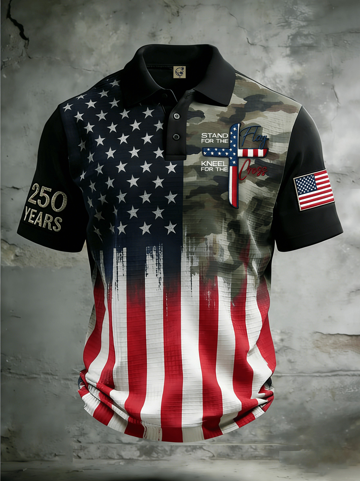 USA 250 Years Stand For The Flag Camo Polo Shirt July Fourth Outfit Ideas Patriotic Gifts