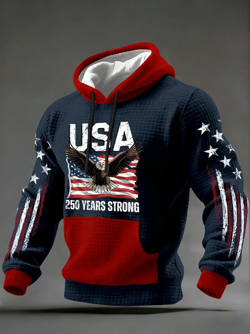 USA 250 Years Strong 1776 2026 Hoodie American Patriotic Pullover Best Independence Day Gift For Family