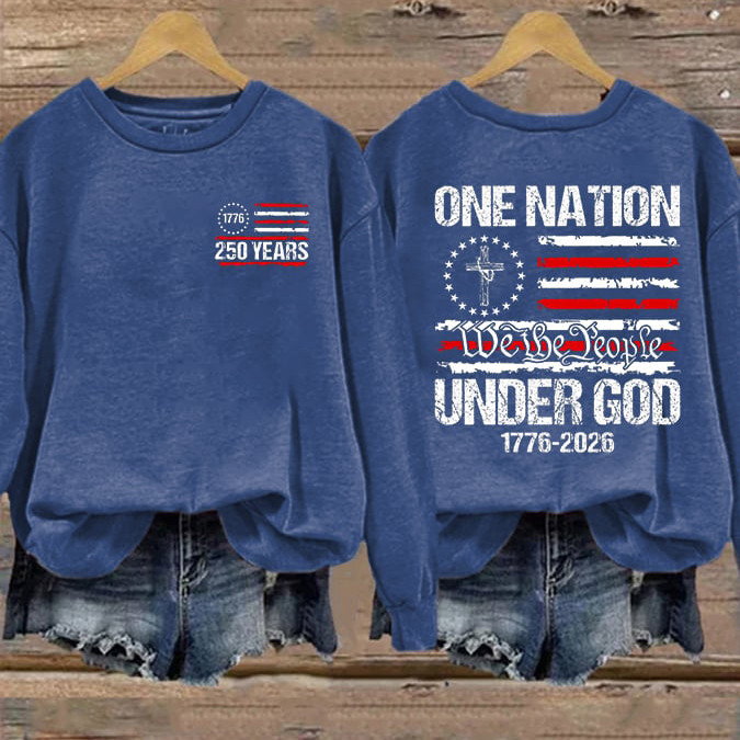 USA 250 Years We The People One Nation Under God Sweatshirt America's Birthday Apparel USA 250 Years We The People One Nation Under God Sweatshirt America's Birthday Apparel - Image 1