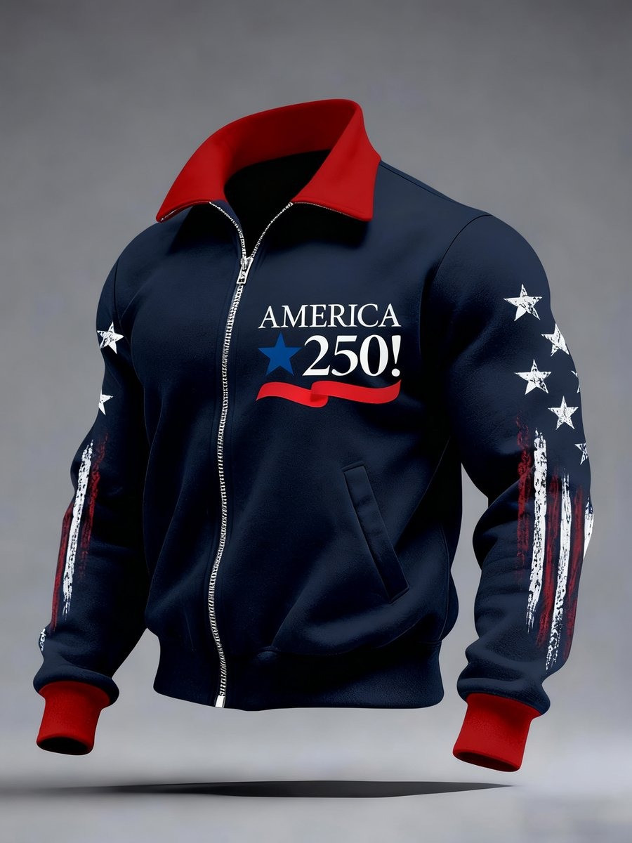 USA 250th Anniversary 1776 2026 Full Zip Hoodie American Flag Print Gift for Dad