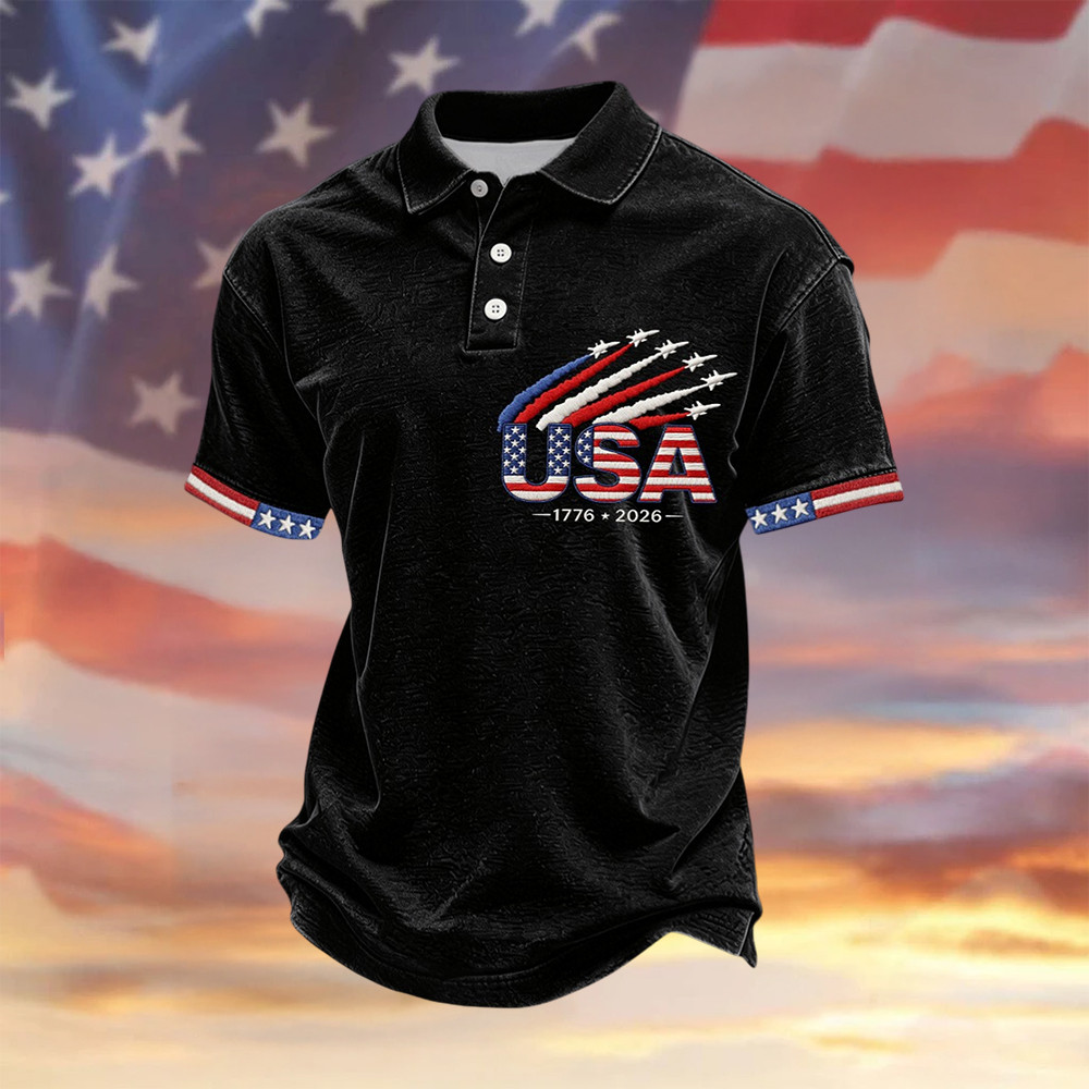 USA 250Th Anniversary 1776 2026 Polo Shirt Patriotic Clothes Present For Husband USA 250Th Anniversary 1776 2026 Polo Shirt Patriotic Clothes Present For Husband - Image 1