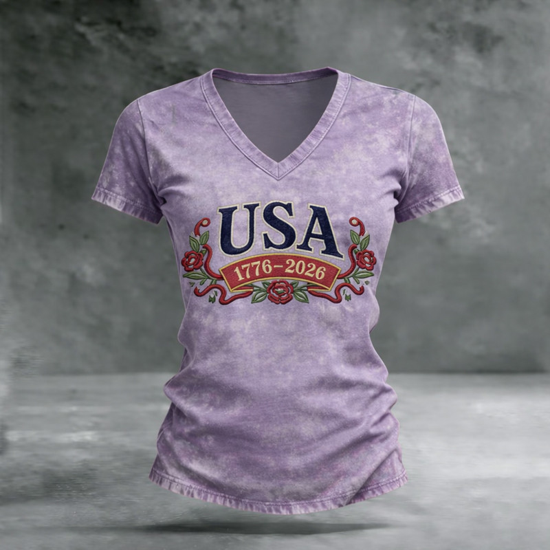 USA 250Th Anniversary 1776 2026 V-Neck Shirt Independence Day Clothes 4th Of July Gift USA 250Th Anniversary 1776 2026 V-Neck Shirt Independence Day Clothes 4th Of July Gift - Image 1