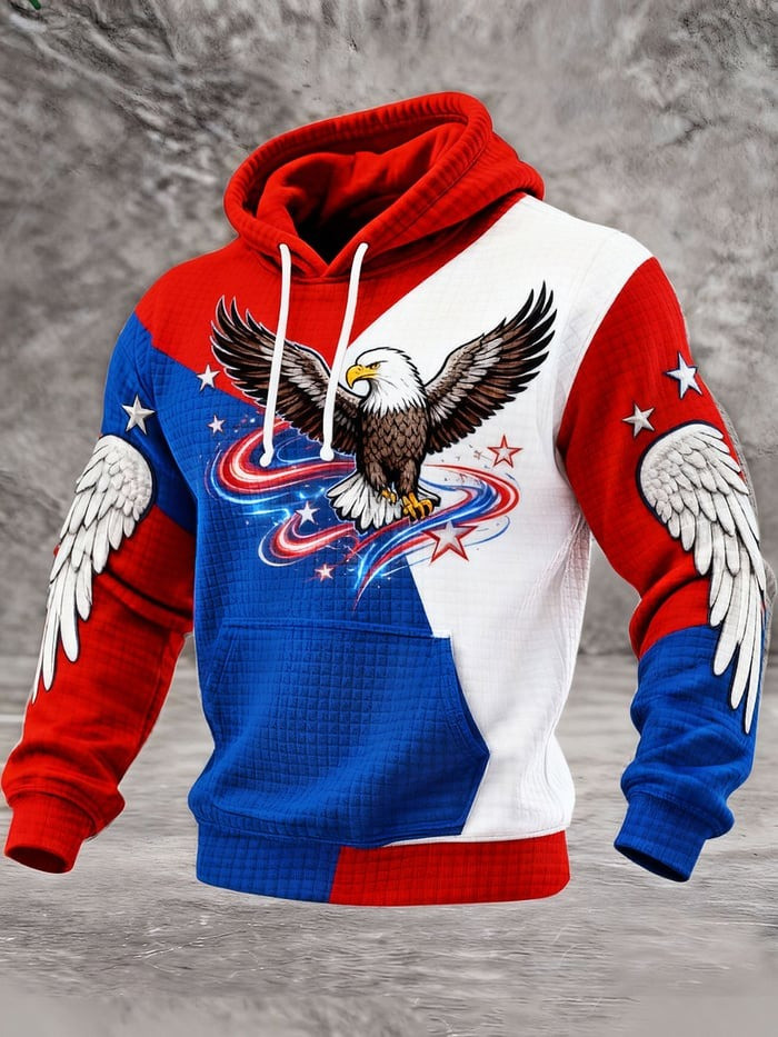 USA 250th Anniversary 1776 2026 Waffle Hoodie Patriotic American Eagle Pullover Gift For Dad