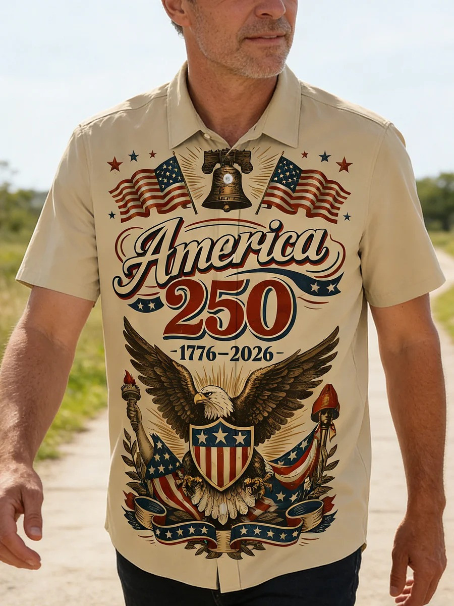 USA 250th Anniversary Bald Eagle Retro Hawaiian Shirt Patriotic Father's Day Gift