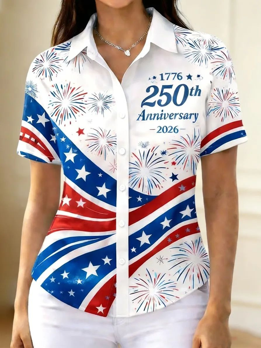 USA 250Th Anniversary Button Shirt 4Th Of July Apparel Patriotic Birthday Gifts